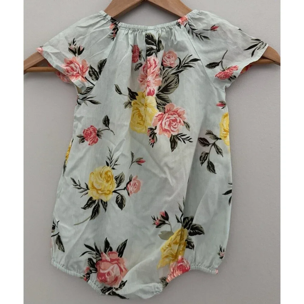 Old Navy 18/24 Summer Bubble Romper Light Green/Floral Print